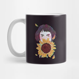 Girl with Sunflower Sketch Mug